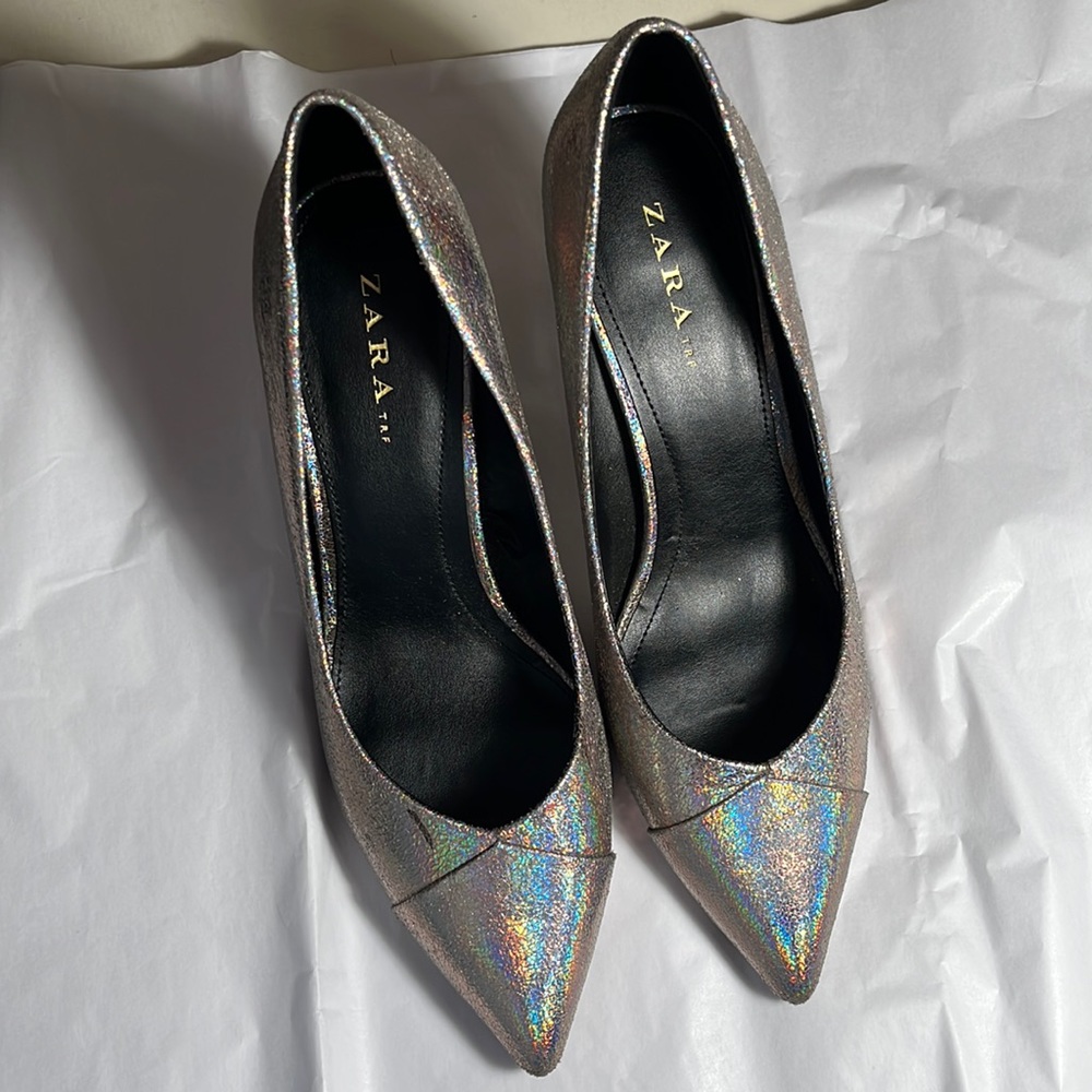 Zara shoes. Size 9. Metallic Dark Silver
